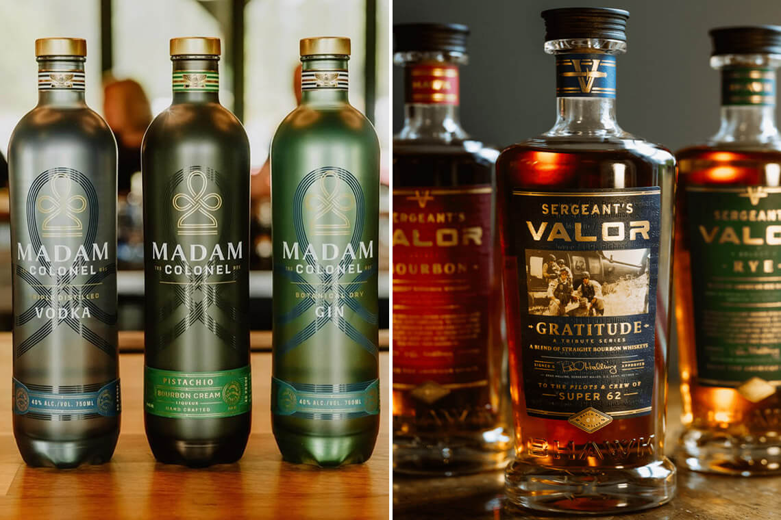 Madam Colonel spirits and Sergeant's Valor Spirits from BHAWK Distillery