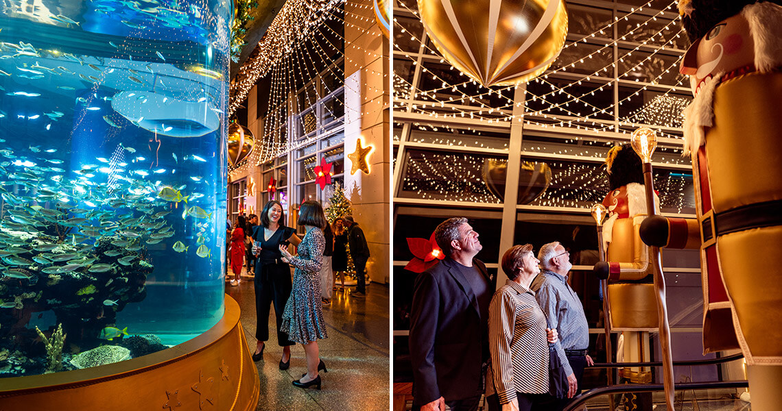 People at the South Carolina Aquarium's Aquarium Aglow event