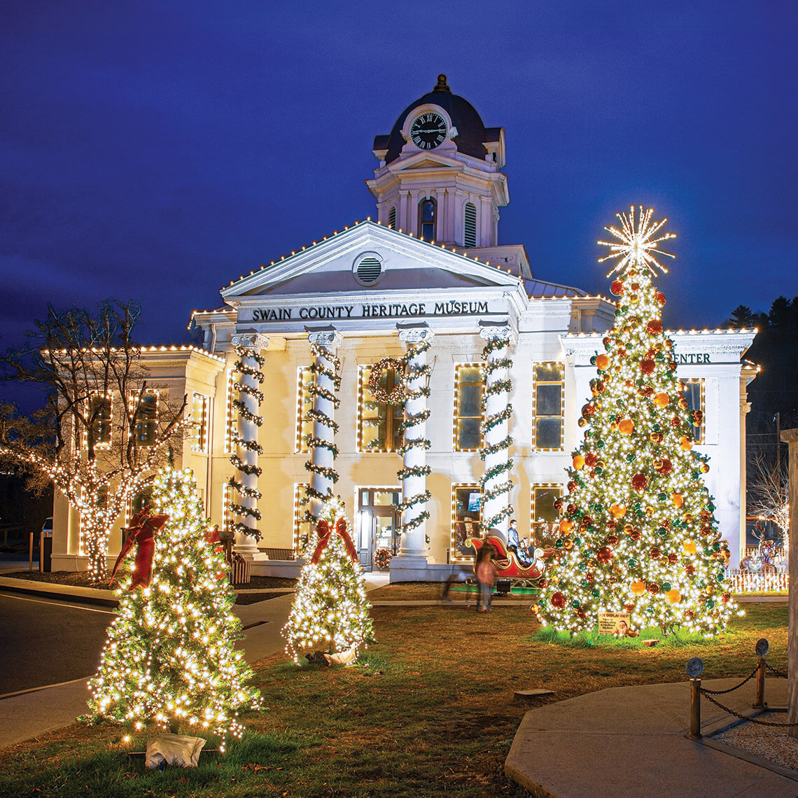 Swain County Heritage Museum decorated for Christmas