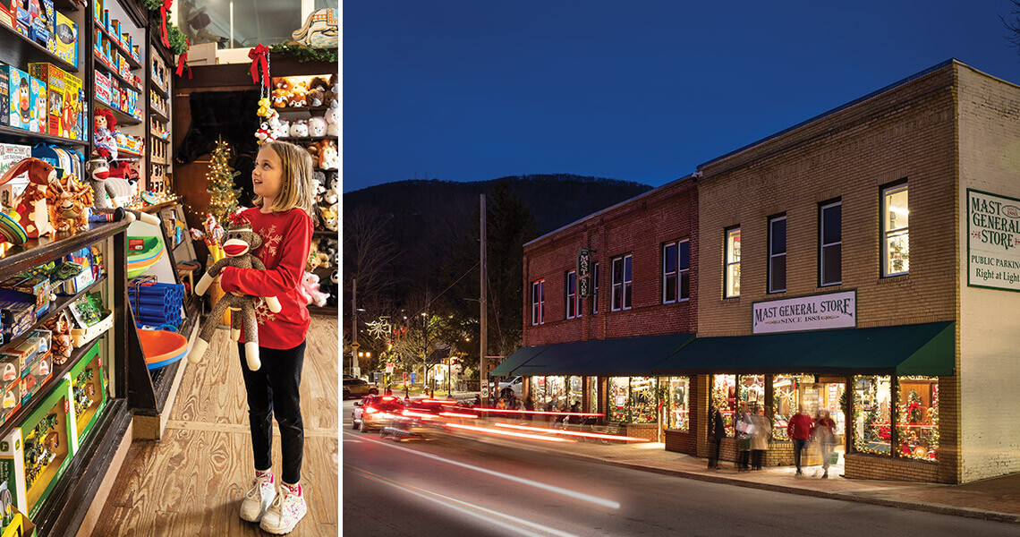 Child admires toys at the Mast General Store in Boone. 