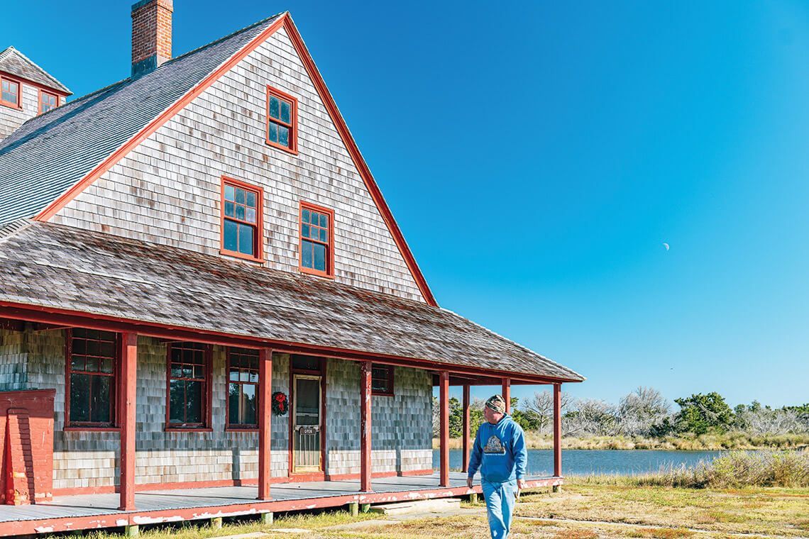 Gilgo in front of the Portsmouth Island Life-Saving Station