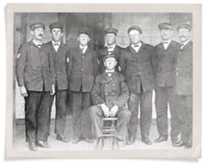 Black and white photo of the Portsmouth Life-Saving Station's crew