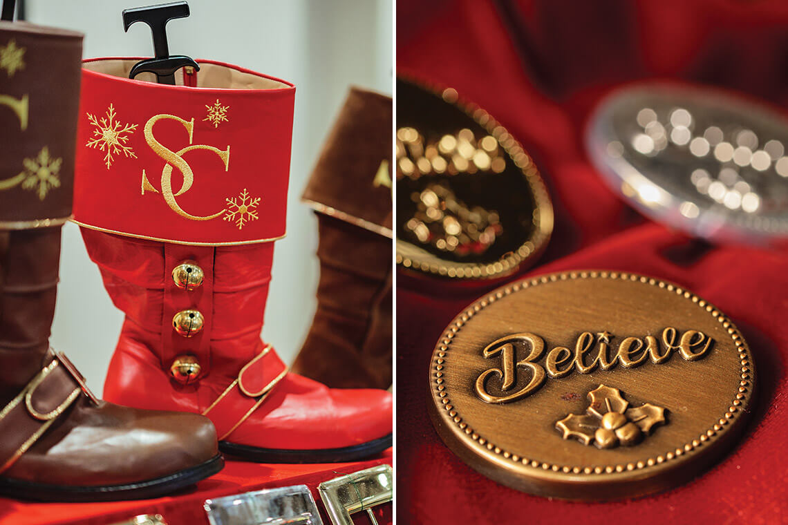 Santa shoes and believe button