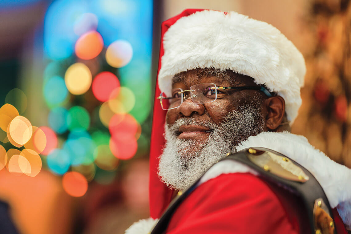 Hop the Black Santa in his attire.