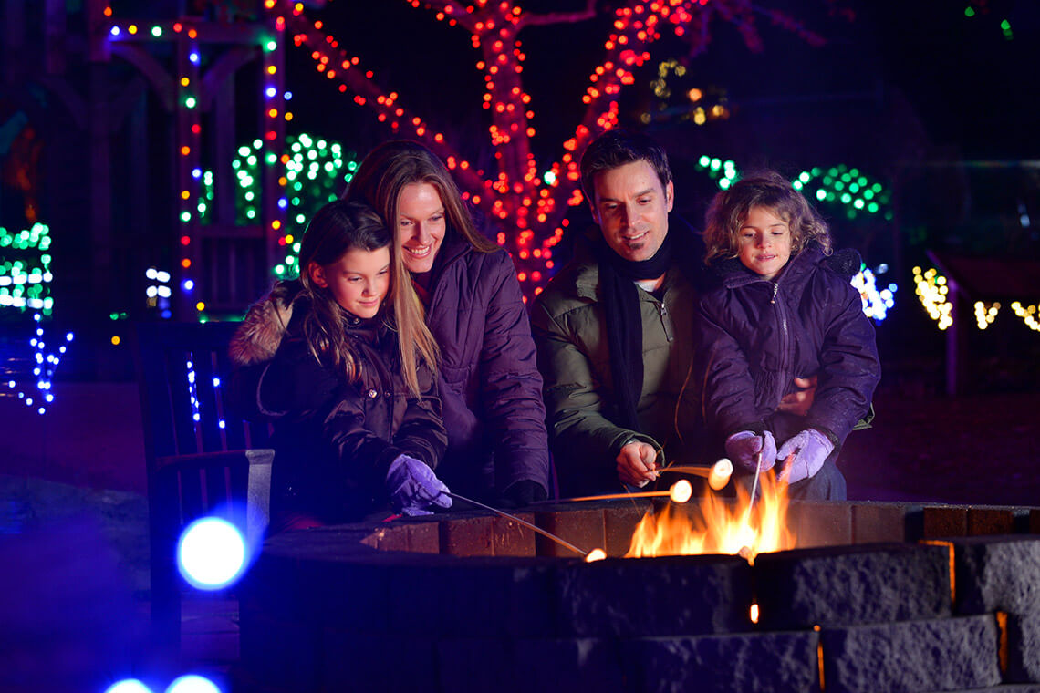 Family toasting marshmallows in Asheville