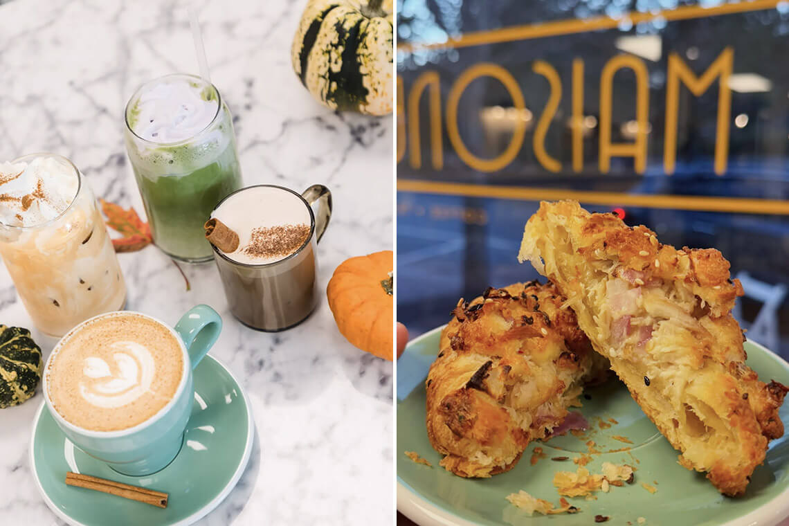 Latte and pastry from Maisonette