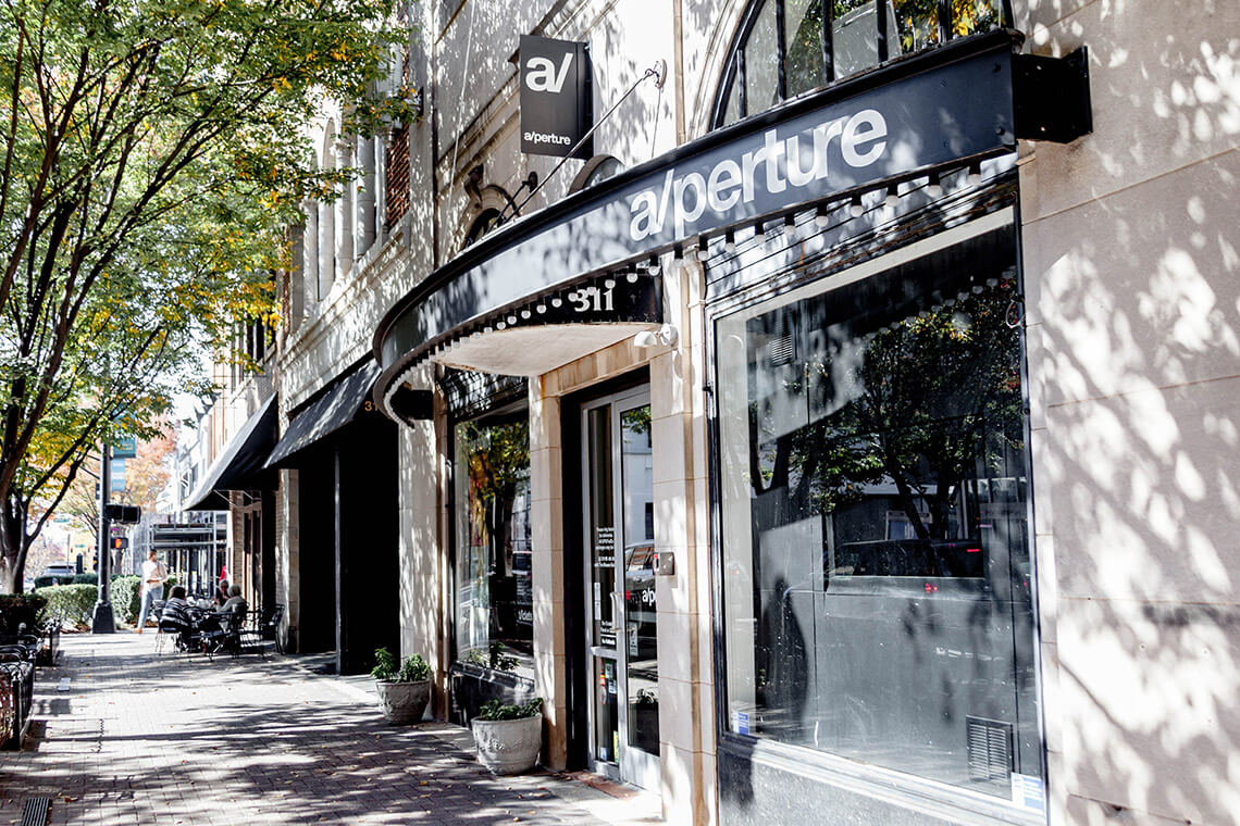 Exterior of a/perture cinema in Winston-Salem