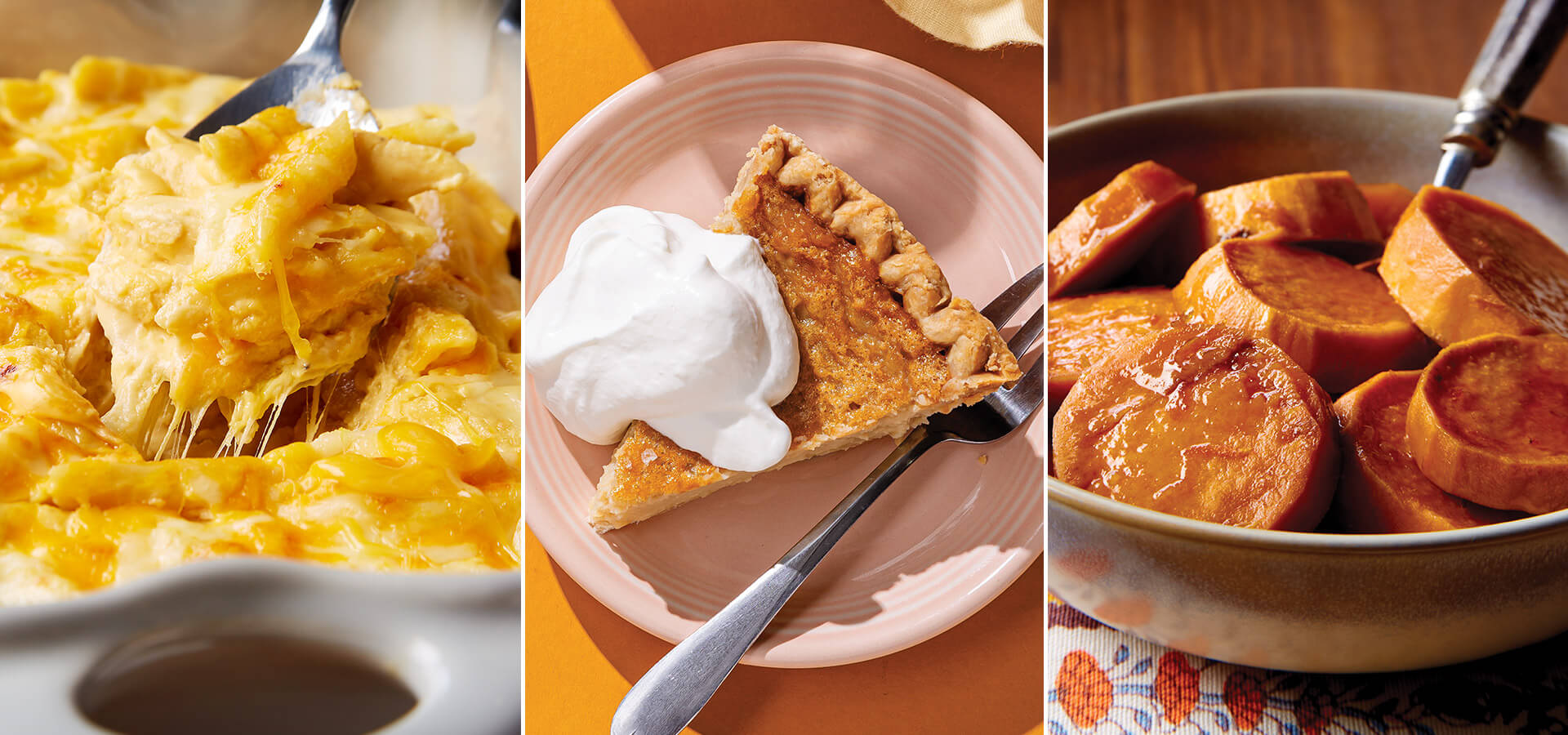 Mac and cheese, salted honey chess pie, and maple-glazed sweet potatoes