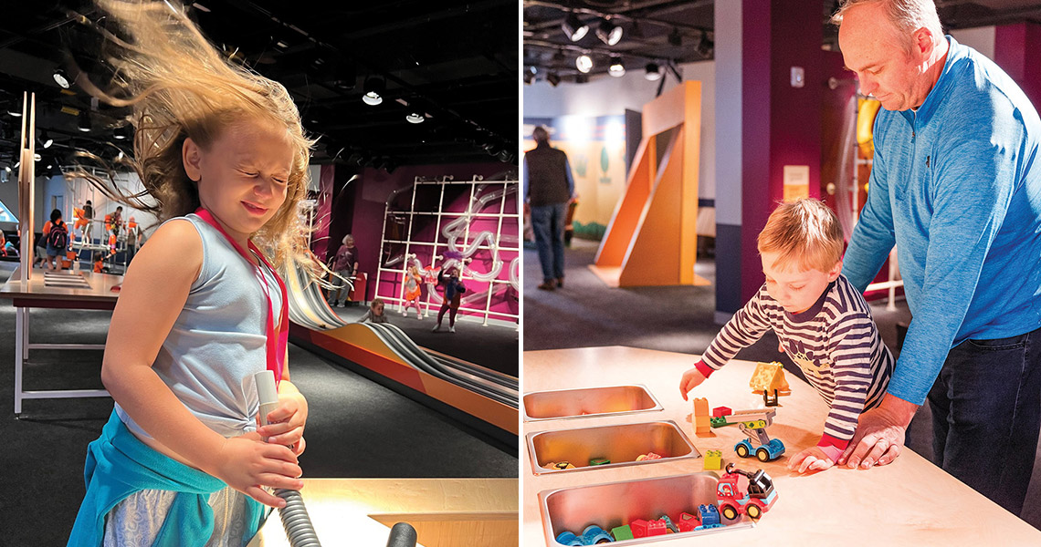 Children at Kaleideum's In Motion exhibit