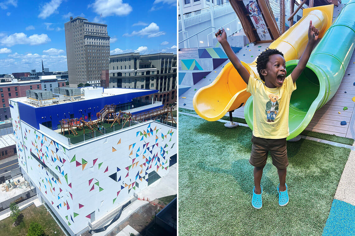 The rooftop playground at Kaleideum