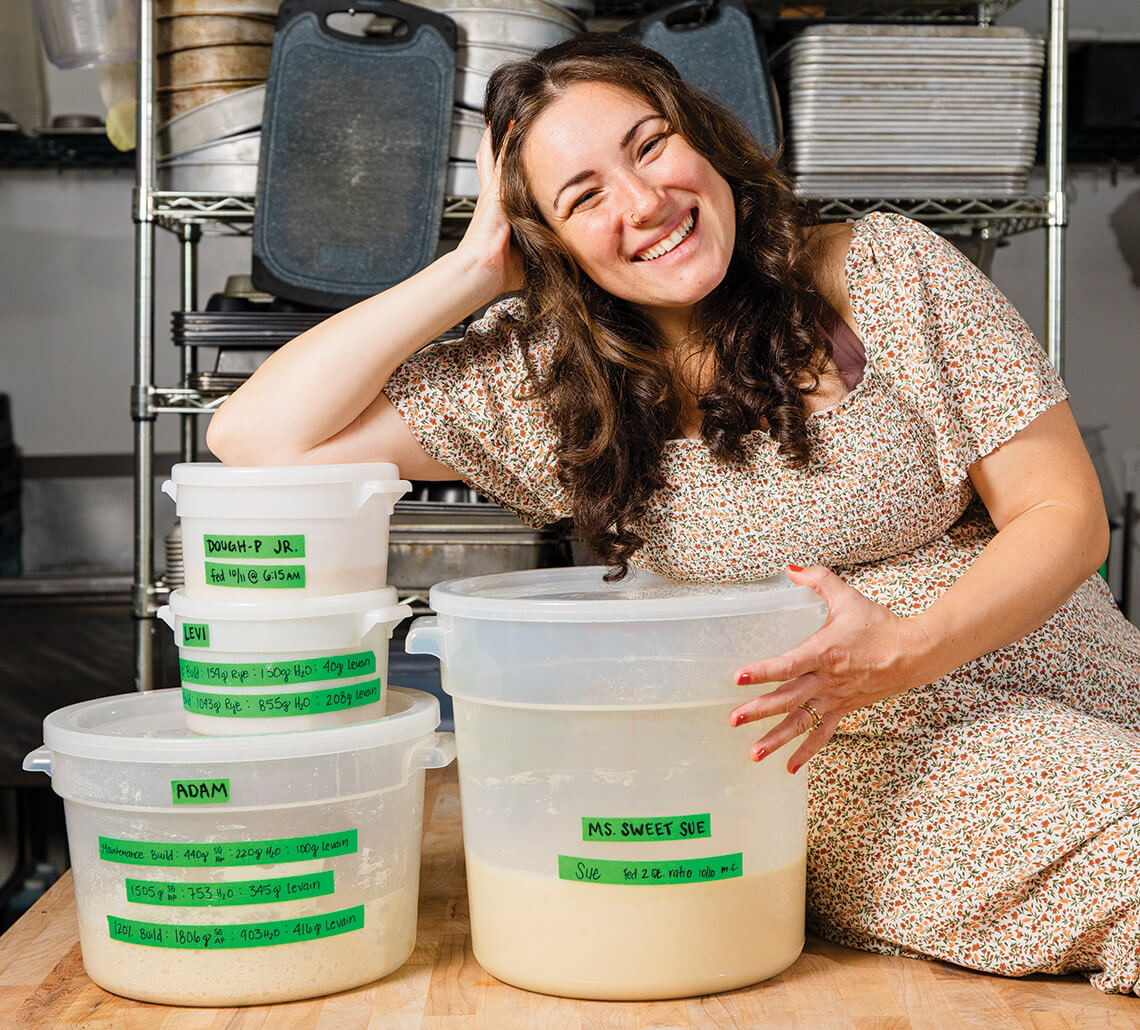 Julia Castellano with her sourdough starters
