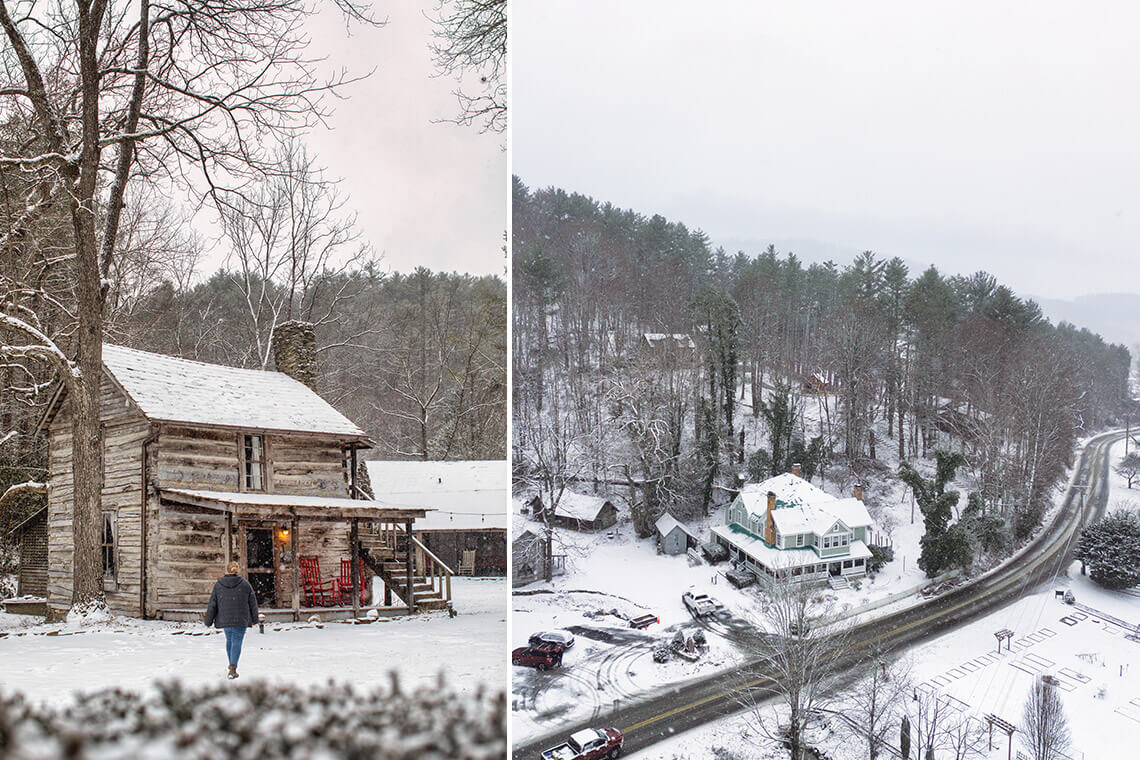 The Mast Farm Inn in the snow