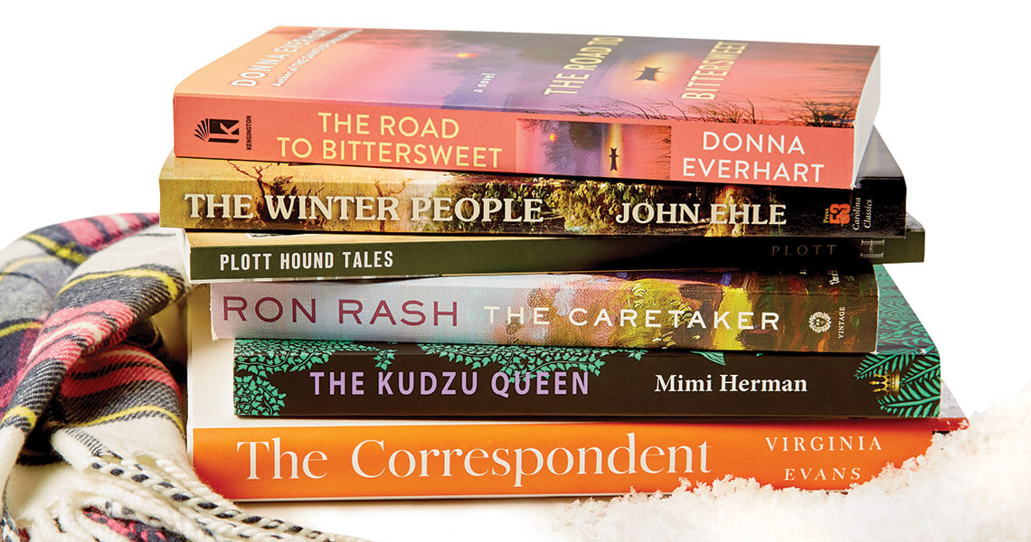 Stack of books on a blanket