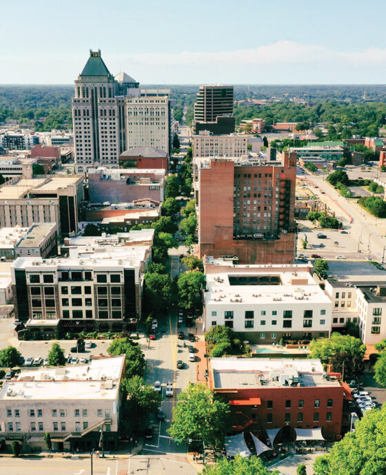 Overhead view of Elm Street in Greensboro