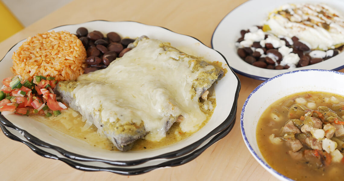 Enchiladas, stew and tostada at Hatch in Durham
