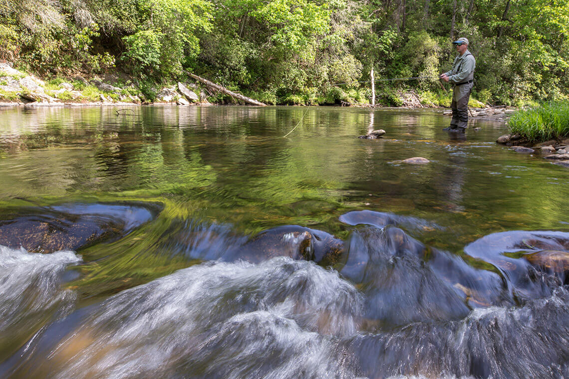 Fly-fishing in the Chauga River in Oconee SC