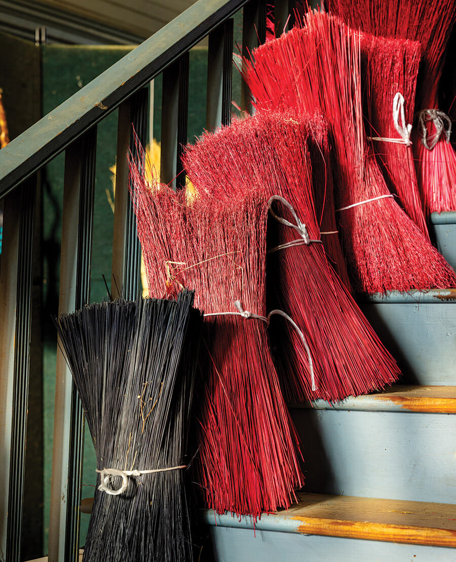 Bundles of broomcorn at Friendswood Brooms