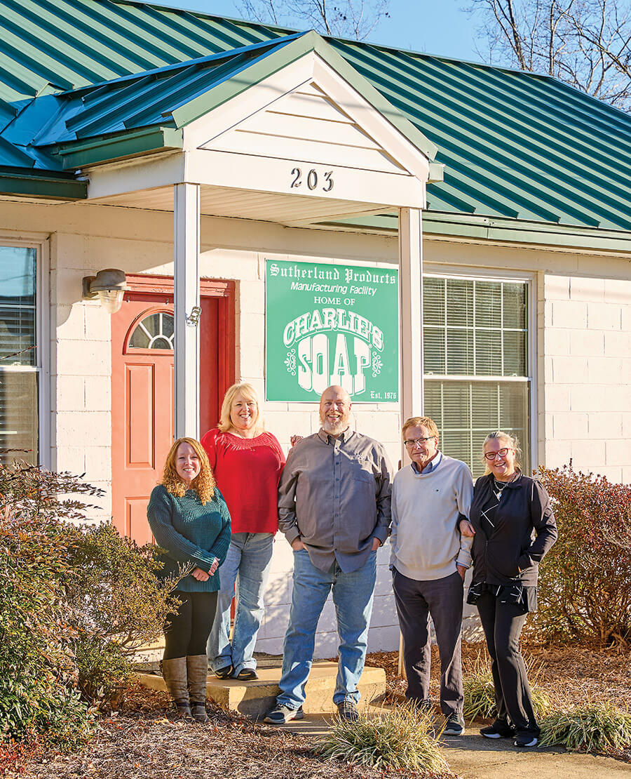 Taylor Sutherland and colleagues at Charlie's Soap