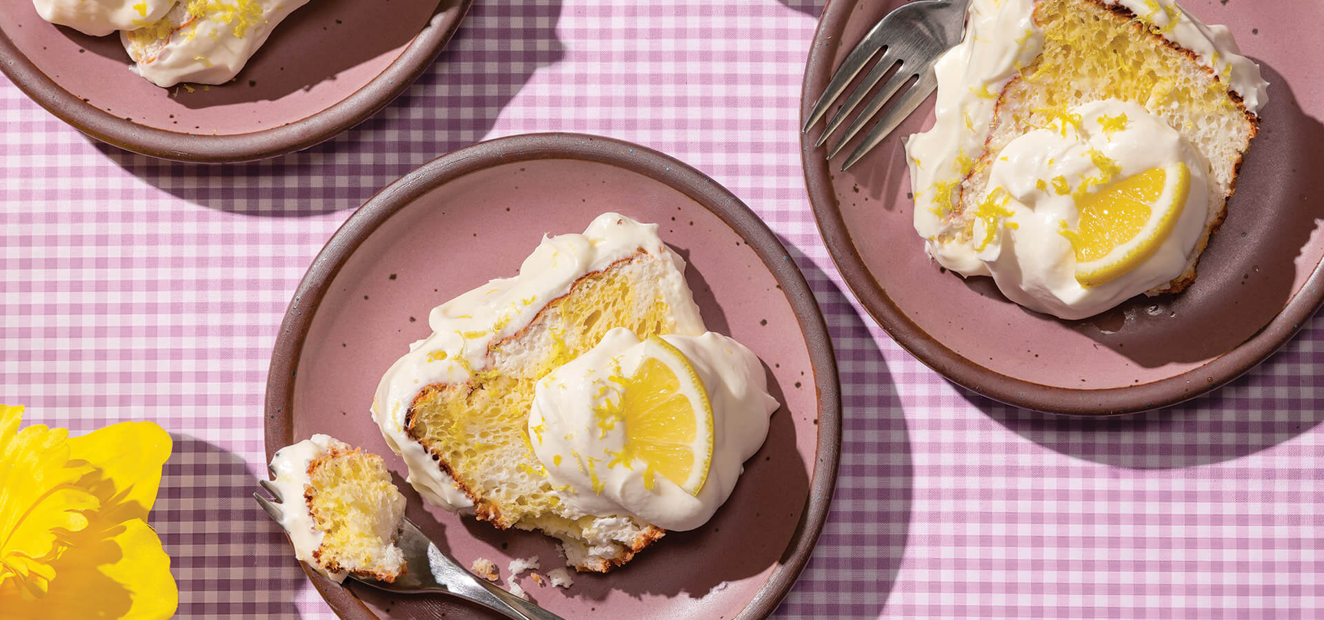 Slices of daffodil cake