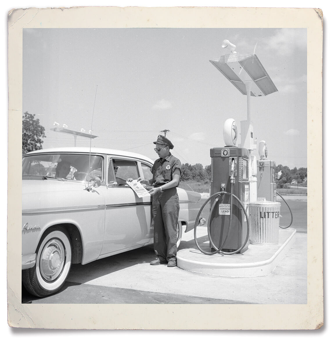 Gas station attendant Vernon Barnhill in 1950s