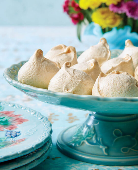 Meringues on a cake plate
