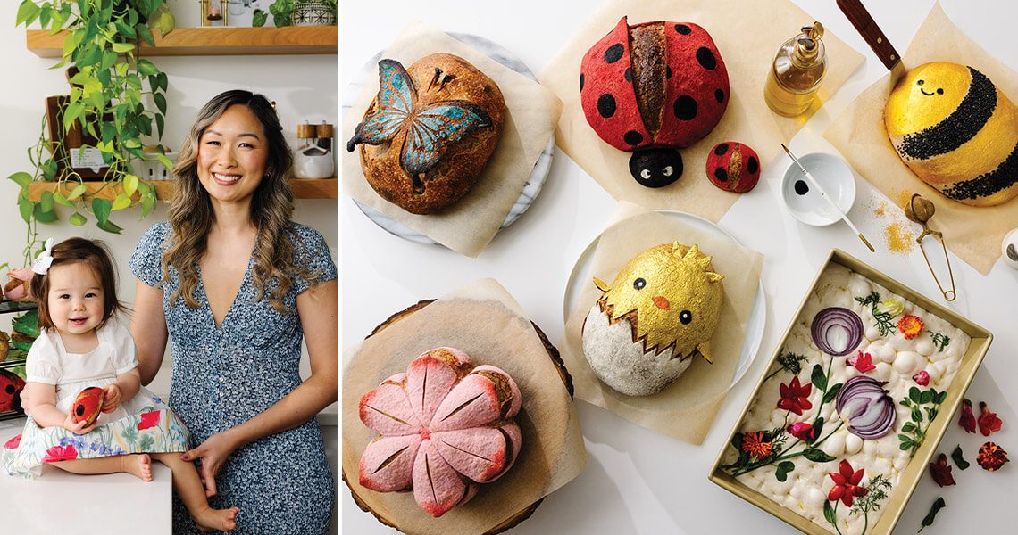 Annie Cooper and her daughter Ava. Cooper's colorful boules and bread loaves