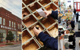 Shoppers buying seeds at P.L. Woodard & Co. and store exterior
