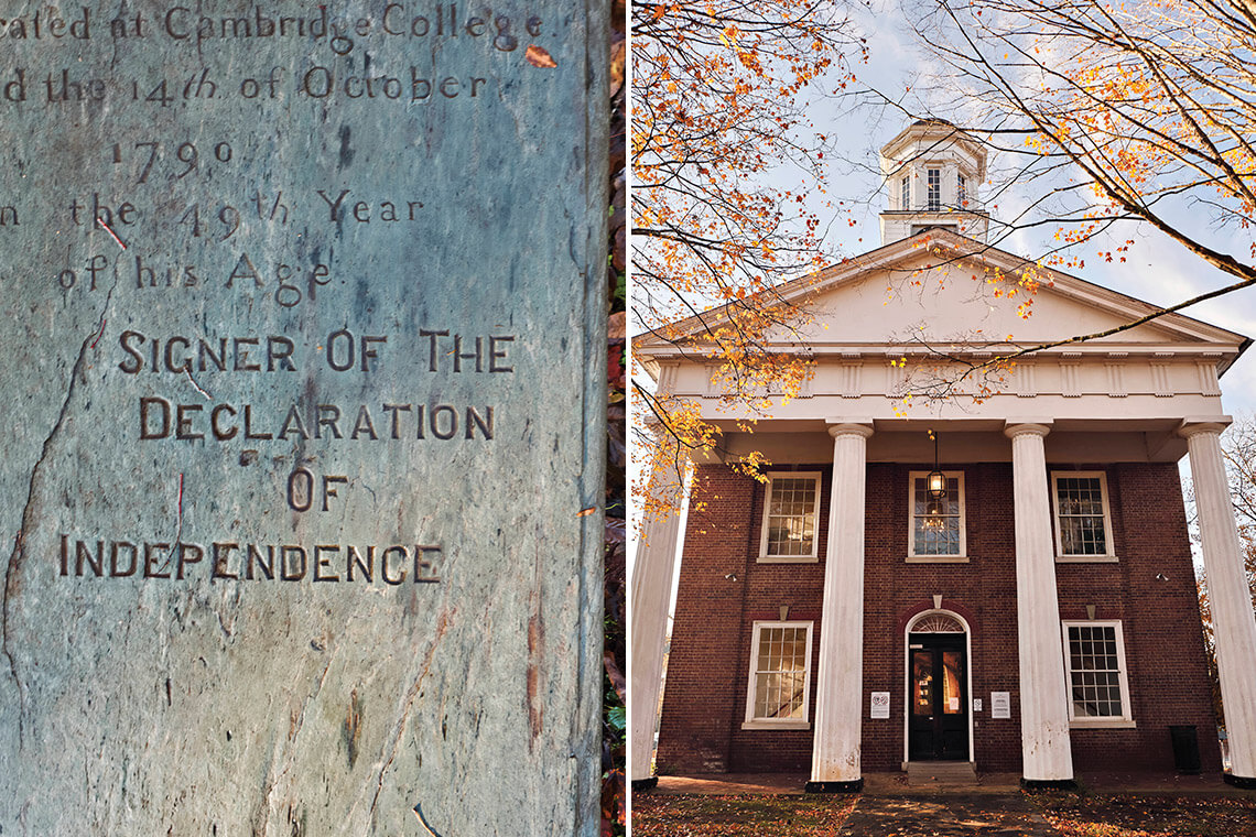Exterior of the Old Orange County Courthouse and grave of William Hooper