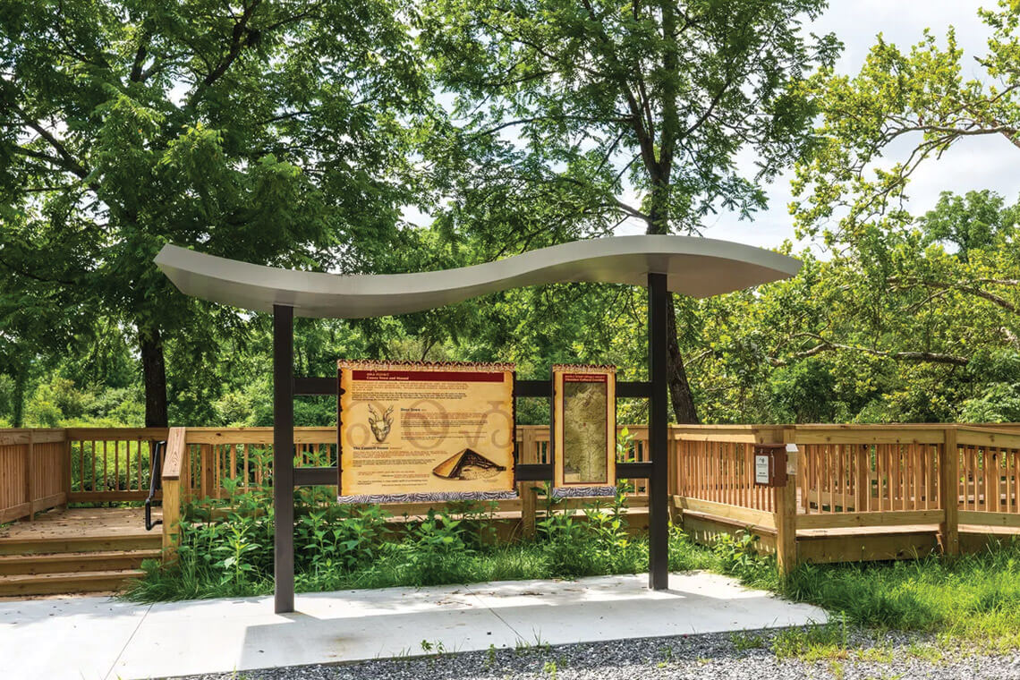 Interpretive marker at The Cowee Mound