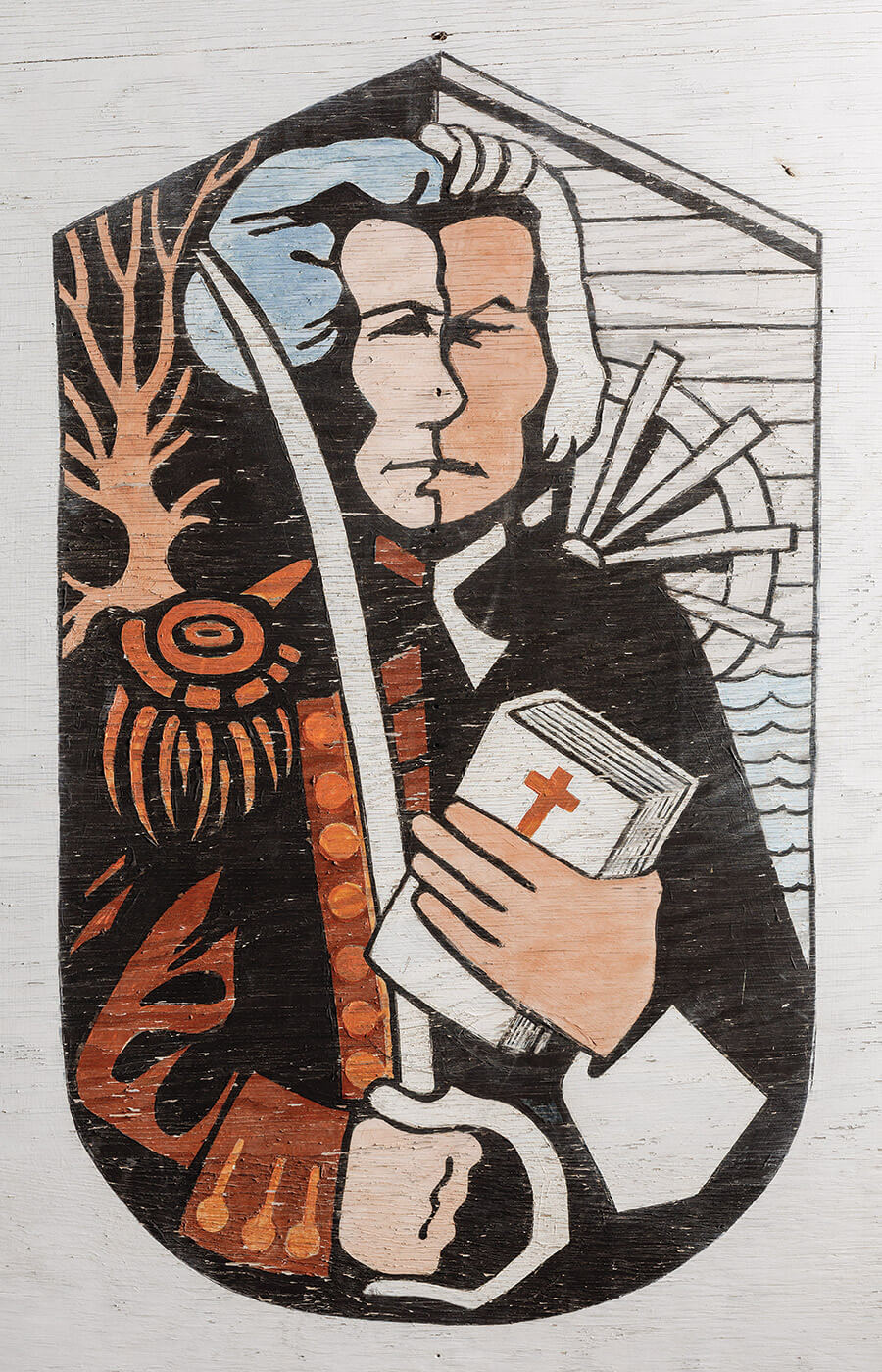 Painting promoting Sword of Peace outside of Snow Camp Outdoor Theater