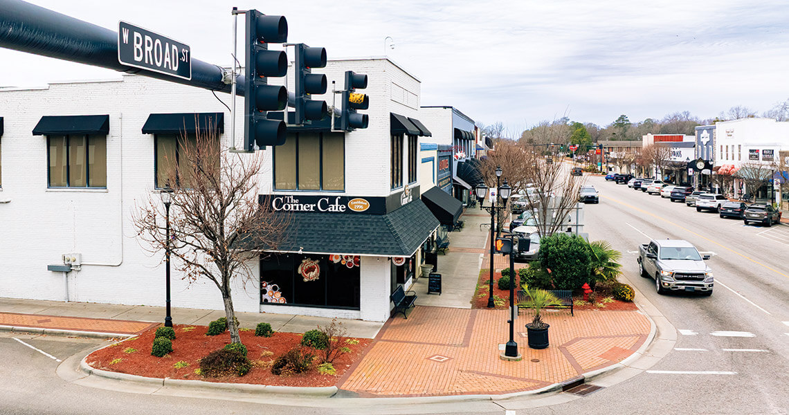Overhead view of Broad Street in Elizabethtown