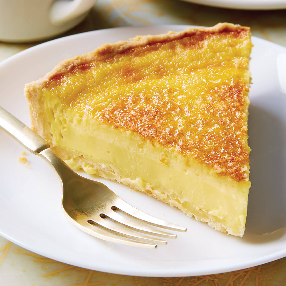Slice of egg custard pie