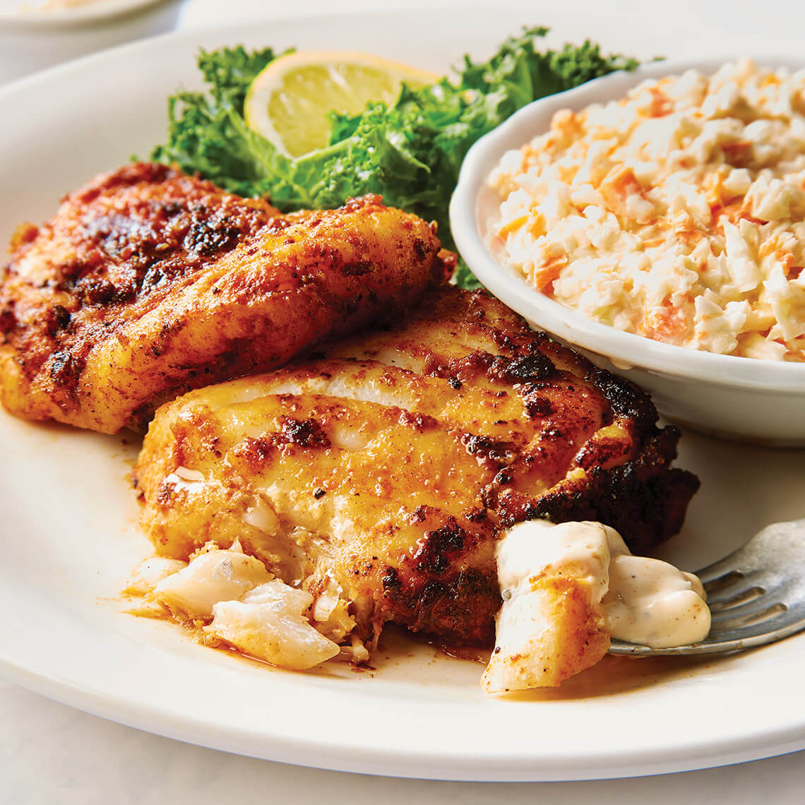 Cod on a dinner plate