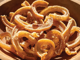 Curls of cooked fatback