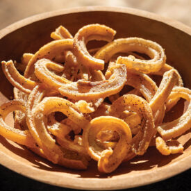 Curls of cooked fatback