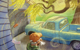 Illustration of author armed with allergy medications