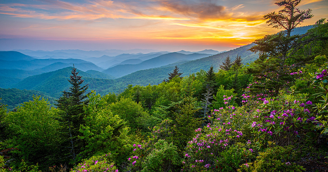Sunset in the Blue Ridge Mountains in Jackson County