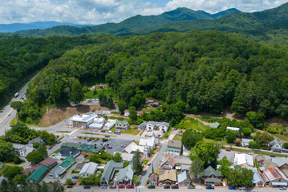 Overhead view of Dillsboro, North Carolina