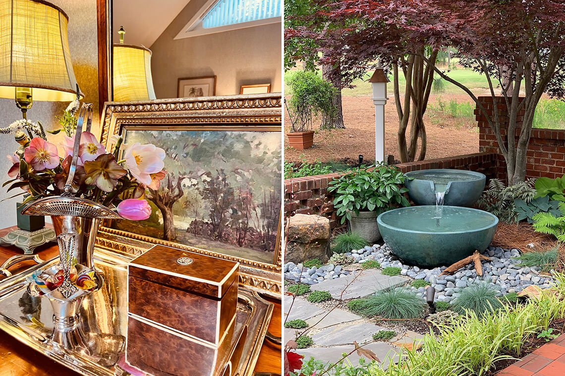 Painting and dining room table inside home in Moore County, NC