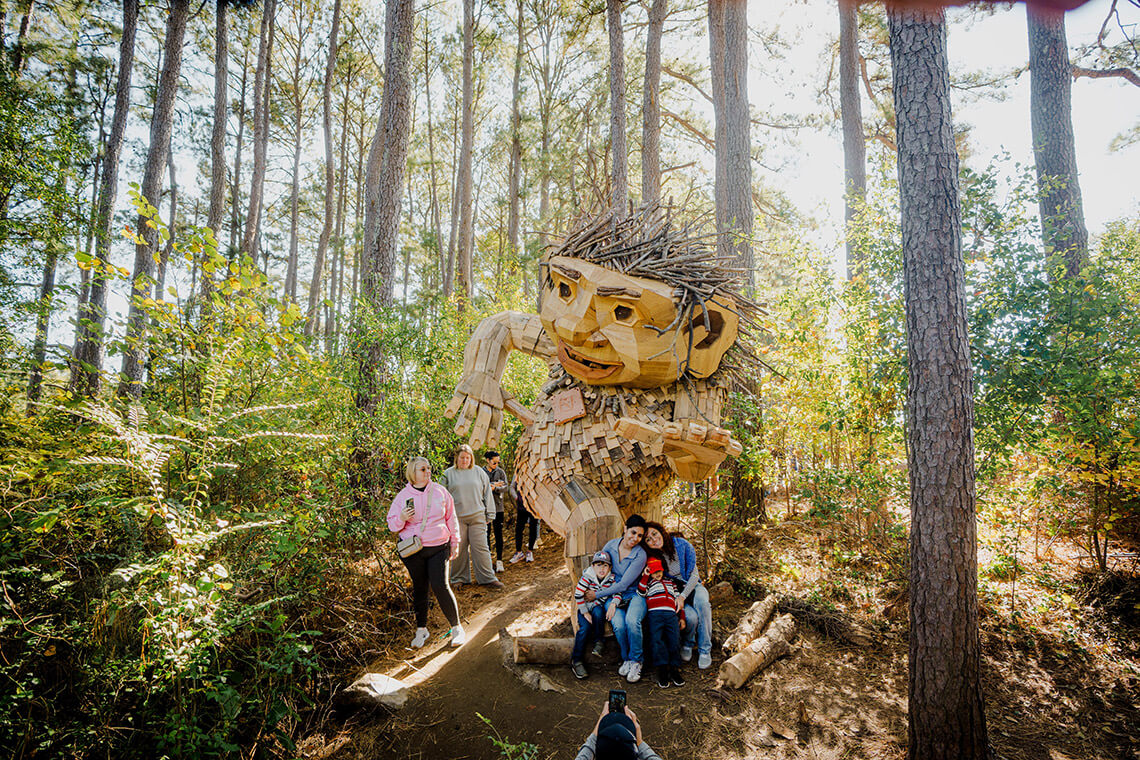 Dax, one of Thomas Dambo's wooden troll designs