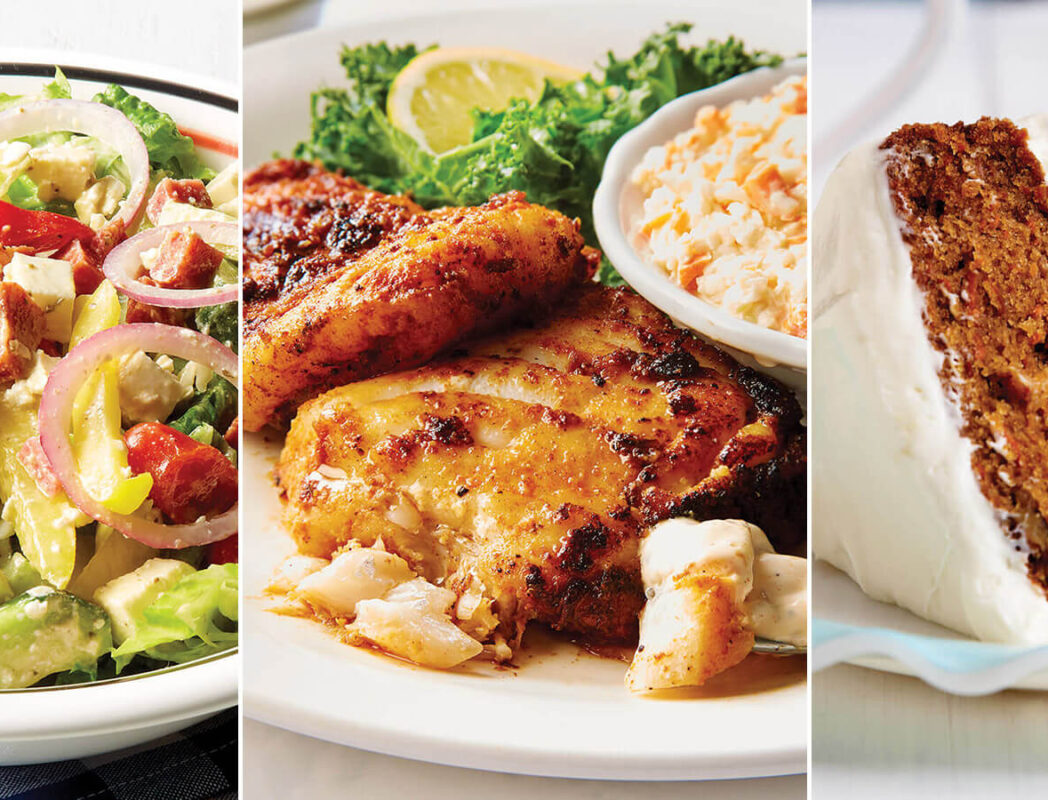 Chopped Italian Salad, Blackened Cod, and Carrot Cake