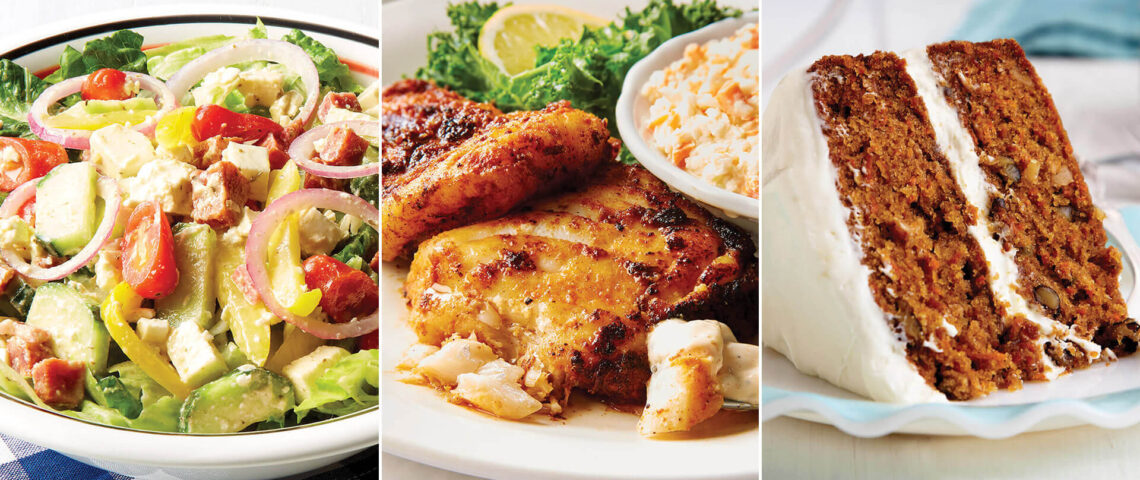 Chopped Italian Salad, Blackened Cod, and Carrot Cake