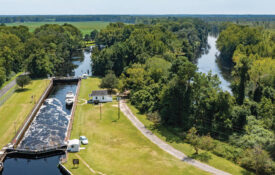 The South Mills lock along the Dismal Swamp Canal