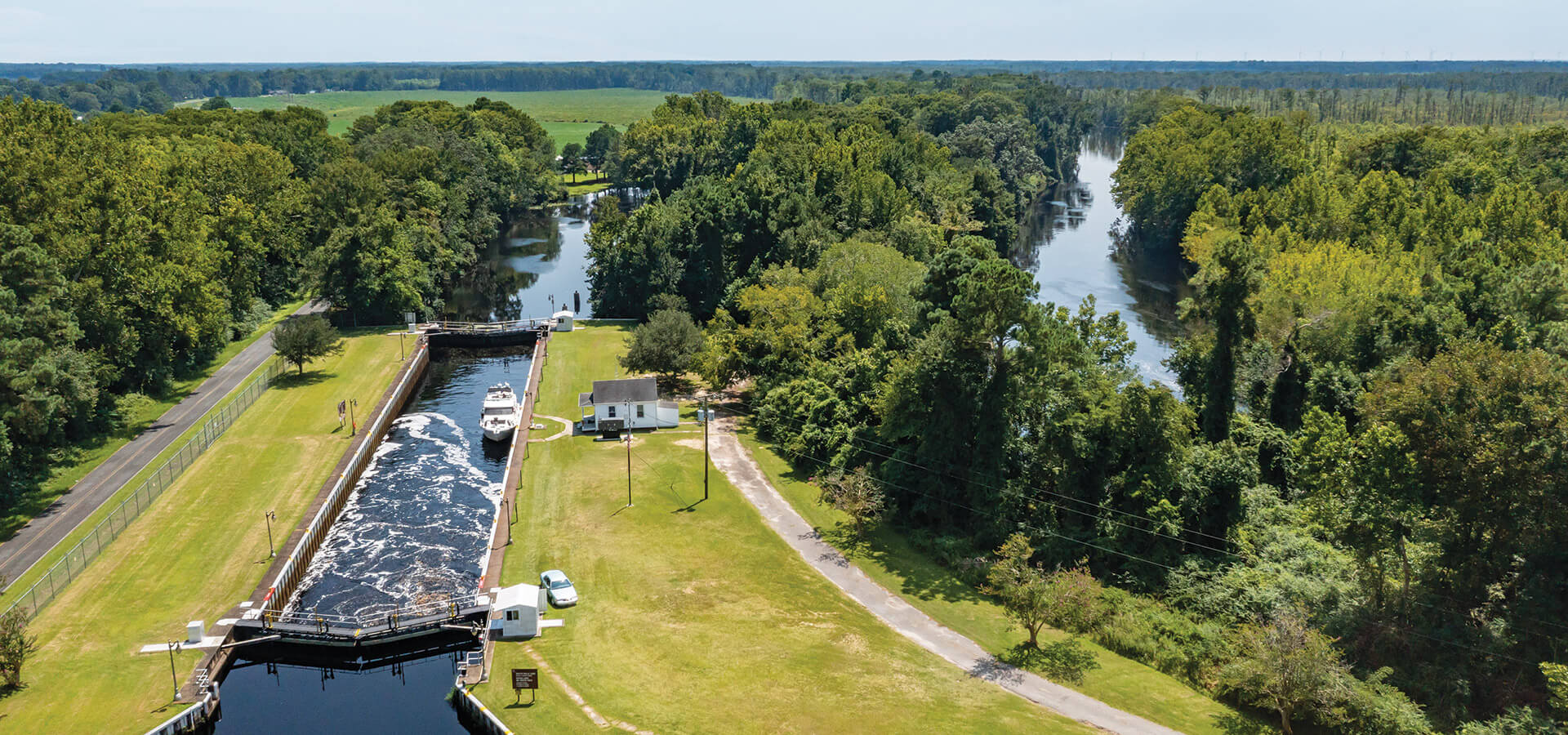 The South Mills lock along the Dismal Swamp Canal