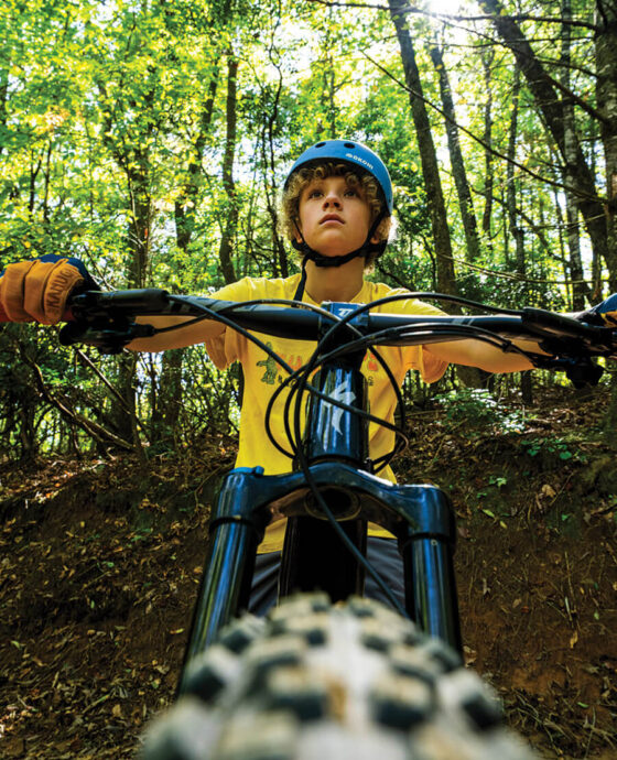 The author's son, Tomas, on his mountain bike