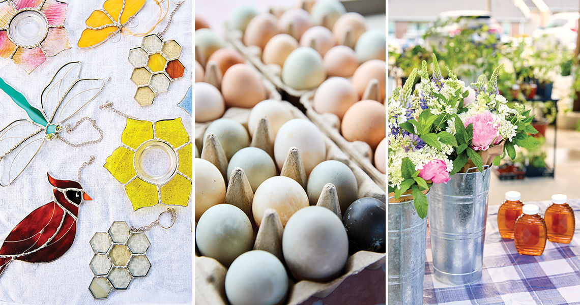 Suncatchers, fresh eggs, and flowers at the Sparta Farmers Market