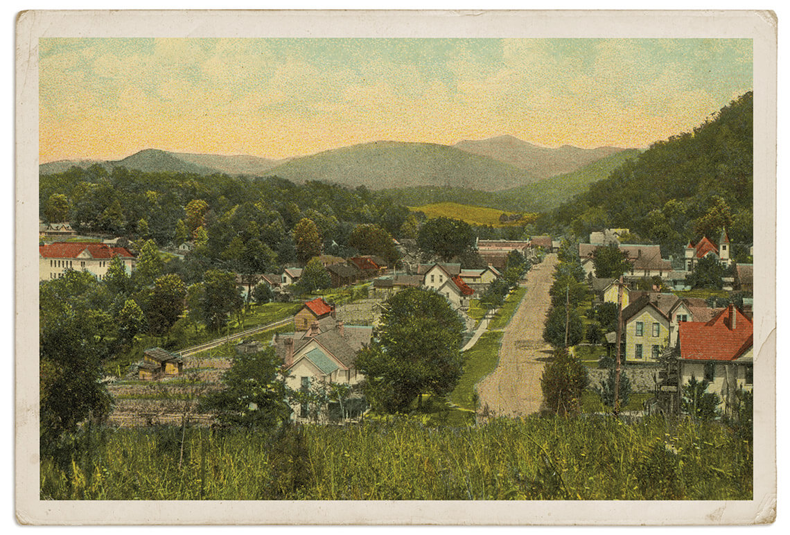 Postcard of downtown Sylva's Main Street