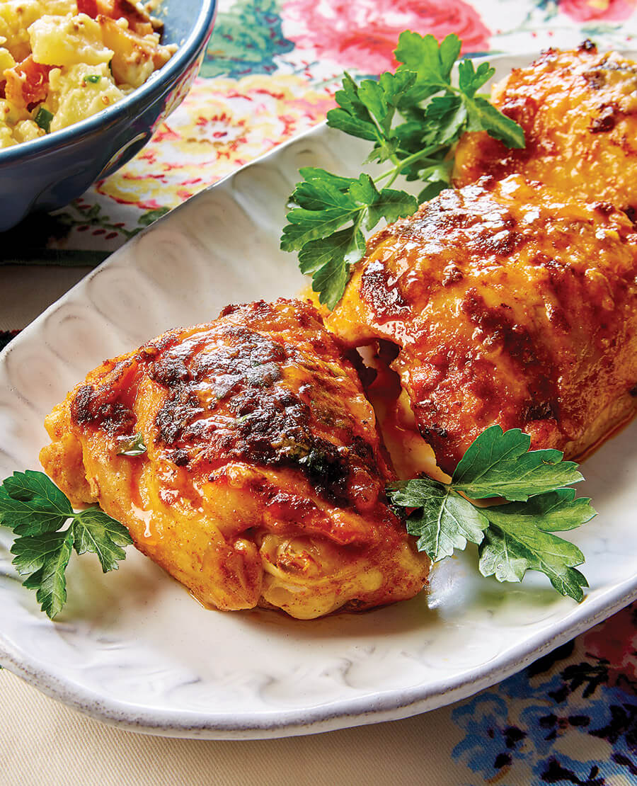 Butter-poached chicken thighs