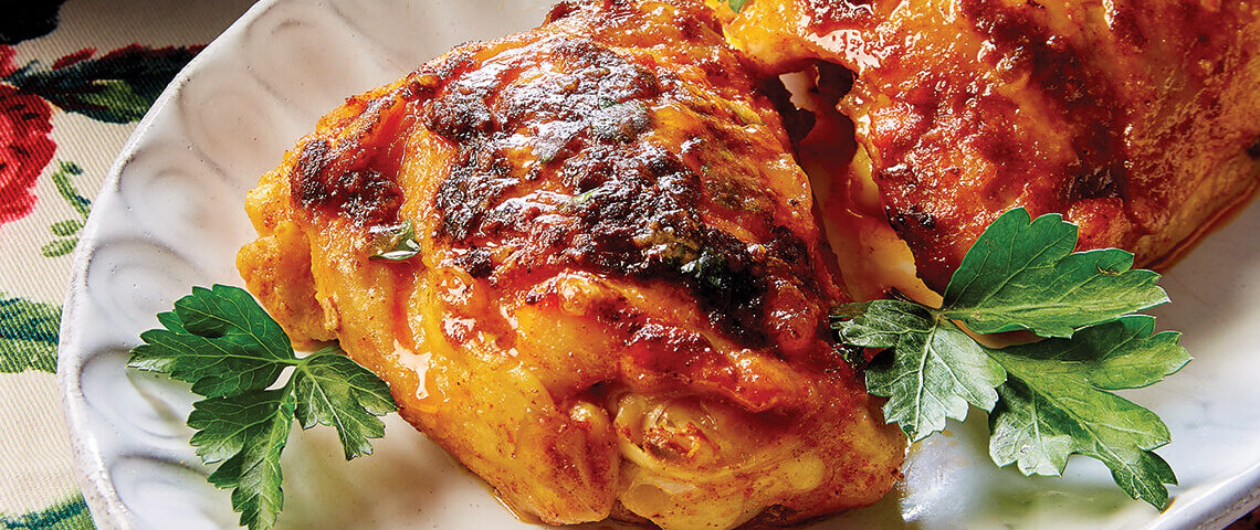 Butter-poached chicken thighs