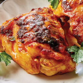 Butter-poached chicken thighs